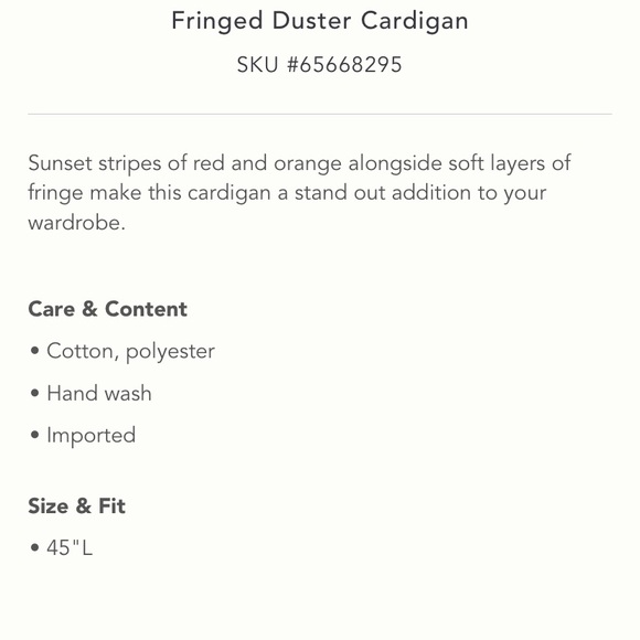 Anthropologie NWT Fringed Duster Cardigan Size All.***Coming soon*** - Picture 5 of 9